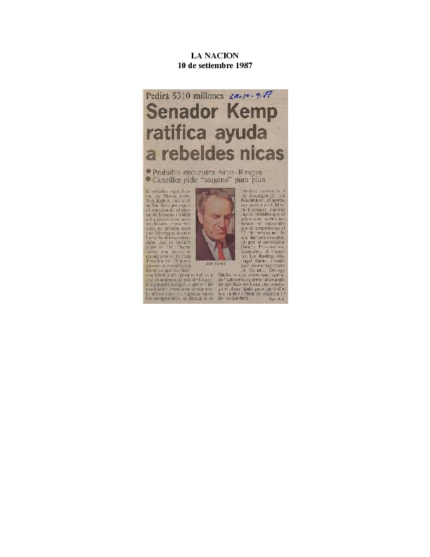 La Nación Senador Kemp ratifica ayuda a rebeldes nicas.pdf