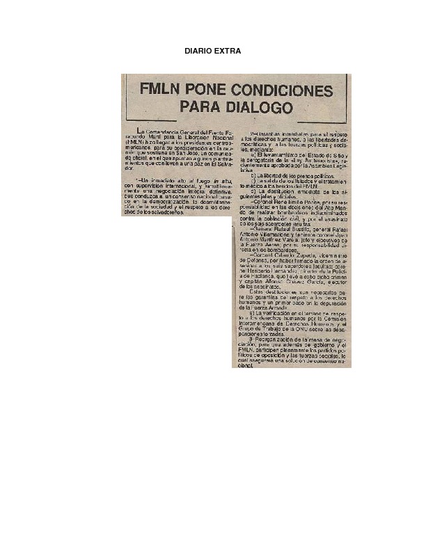 Diario Extra FMLN pone condiciones para diálogo.pdf
