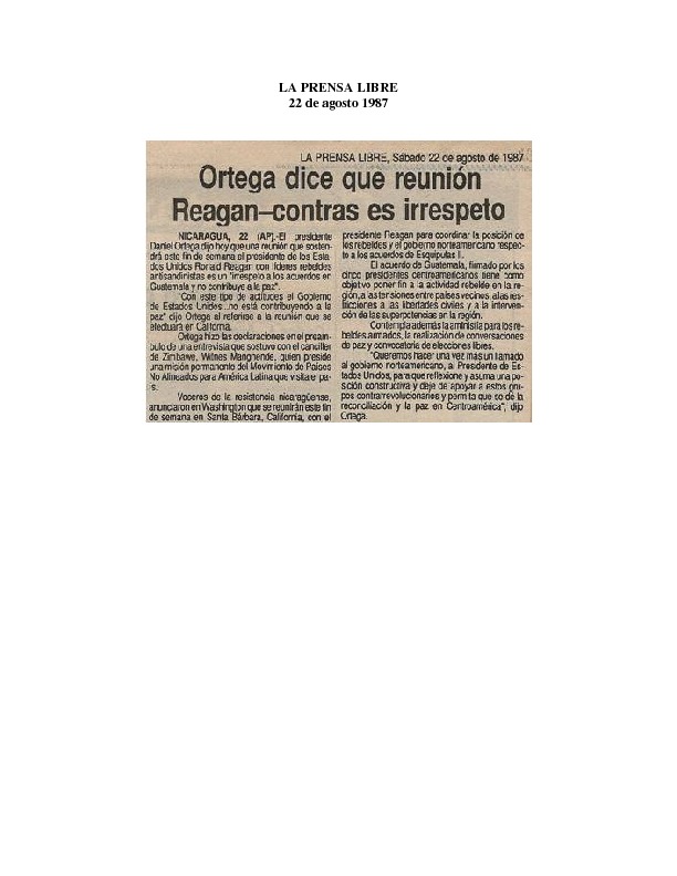 La Prensa Libre Ortega dice que reunión Reagan Contras es irrespeto.pdf