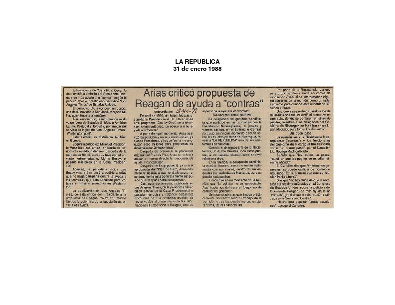 La República Arias criticó propuesta de Reagan de ayuda a contras.pdf