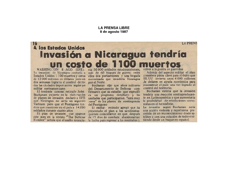 La Prensa Libre  Invasión a Nicaragua tendría un costo de 1100 muertos.pdf