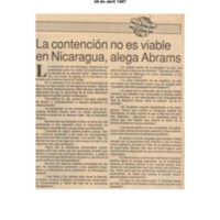 La contención no es viable en Nicaragua, Alega Abrams.