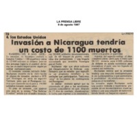 La Prensa Libre  Invasión a Nicaragua tendría un costo de 1100 muertos.pdf